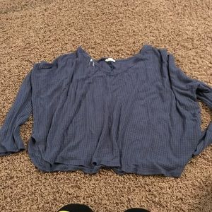 Waffle knit free falling long sleeve shirt